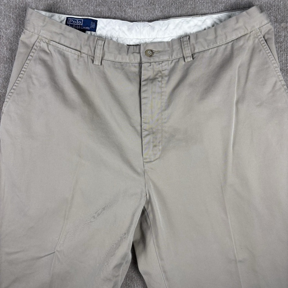 Polo Ralph Lauren Prospect Pants Mens 38x34 Beige Classic Chino‎ Cotton Pleated - Picture 3 of 10